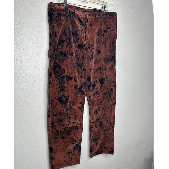 Strike Oil Rust & Black Tie Dye Corduroy 100% Cotton Pants 34 - Picture 3 of 14